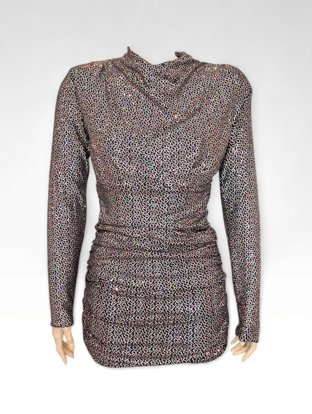 ALEXIA ADMOR Metallic Rainbow Iridescent Sequin Open Back Mini Dress 2